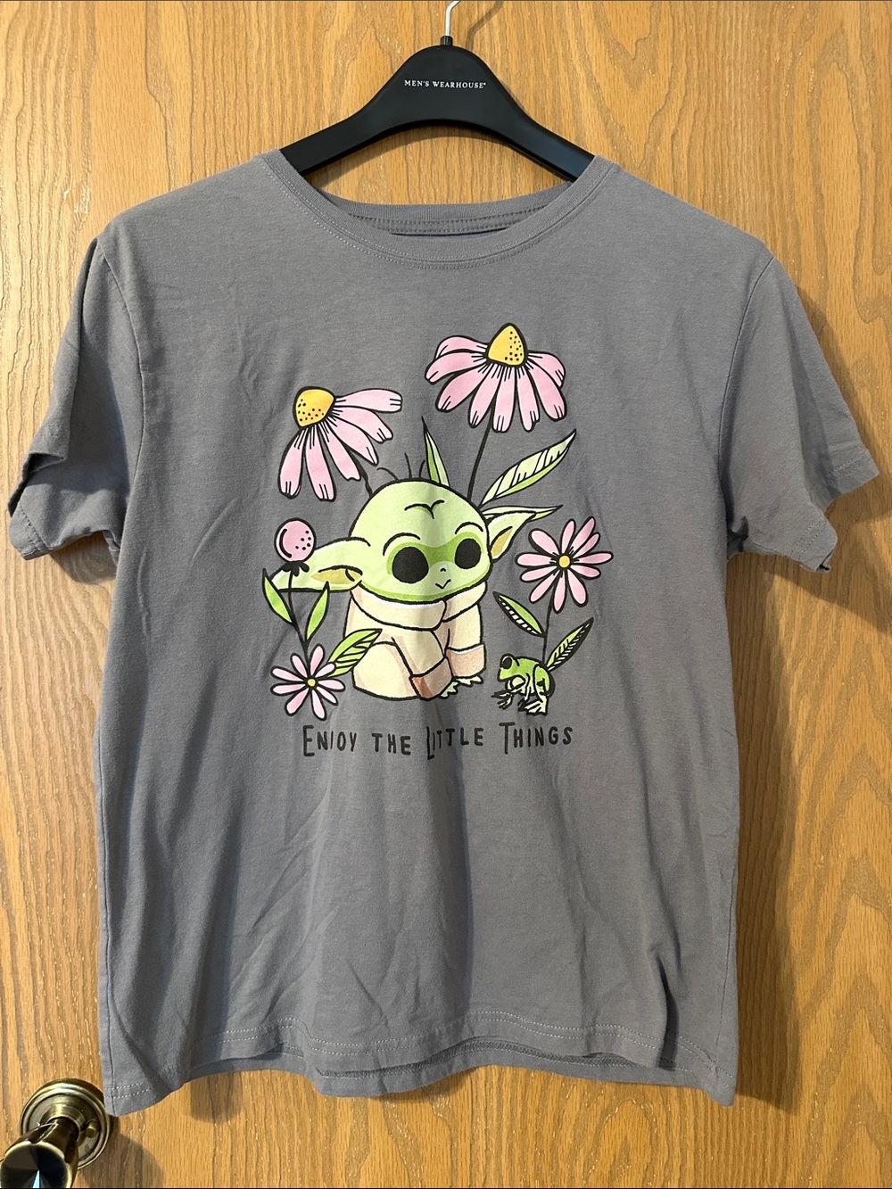 Star Wars Grogu Floral Graphic Tee - Gray, Pink, Green